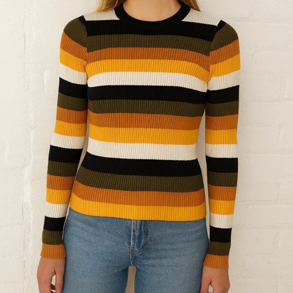 Stockholm Atelier & Other Stories Fall Striped Balloon Sleeve Sweater Size XS